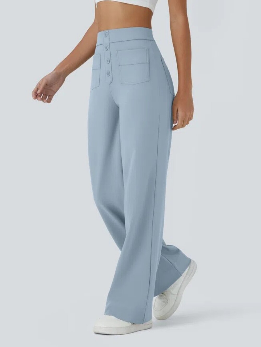NWOT Halara DayStretch Blue Faux Button Pants Size M